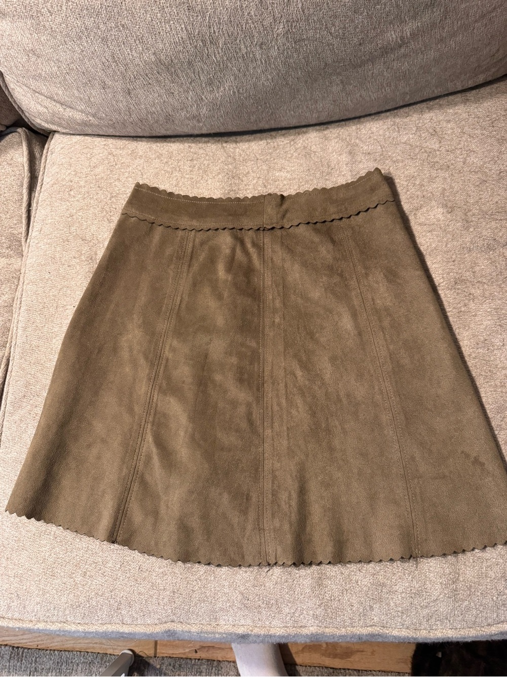 Altar'd State Scalloped Suede A-Line Skirt - Picture 2 of 4